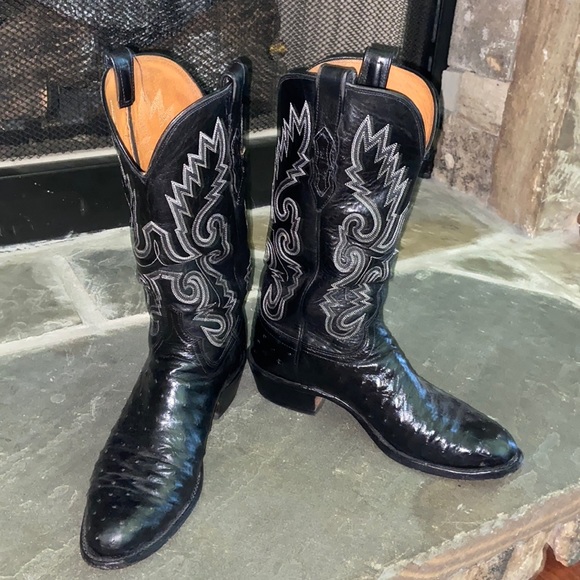 Lucchese Other - 1883 by LUCCHESE Black Ostrich Cowboy Boots size 8